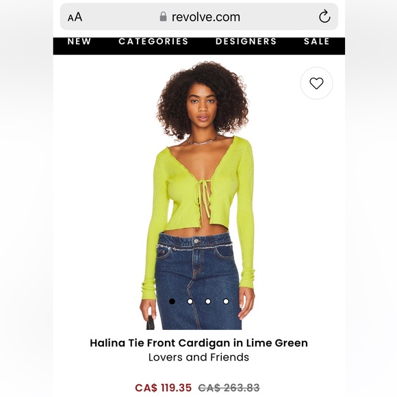 Lovers+Friends | Halina Tie Front Cardigan - Lime Green XS - Picture 2 of 7